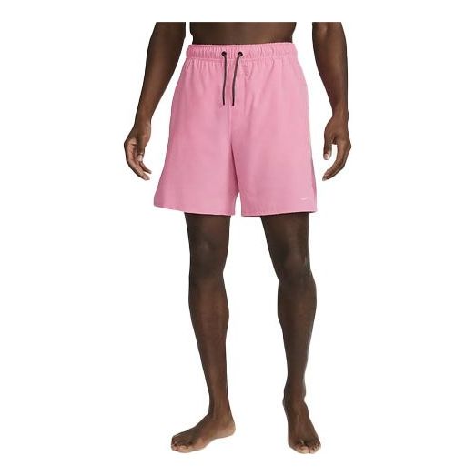 Image of Nike Solid Color Drawstring Lacing Mid Waist Straight Shorts Men's Pink DX1540-6