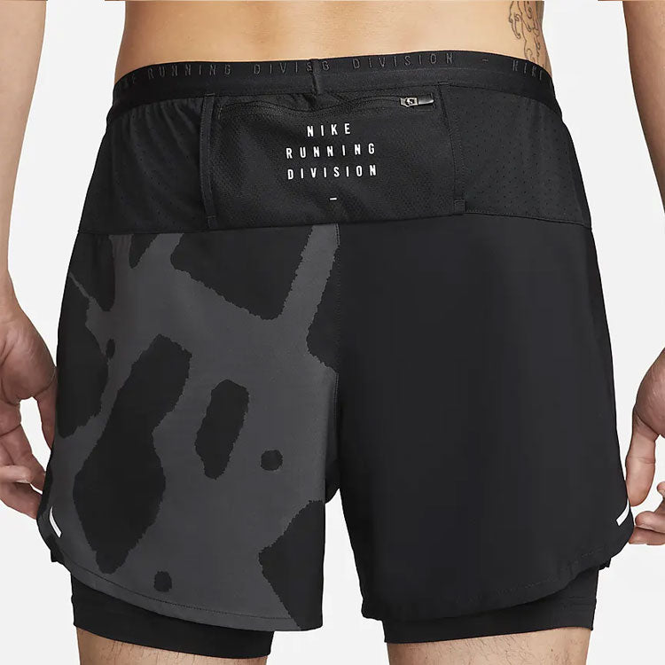 Image of Men's Nike Printing Pattern Drawstring Lacing Loose Shorts Black DQ4762-010