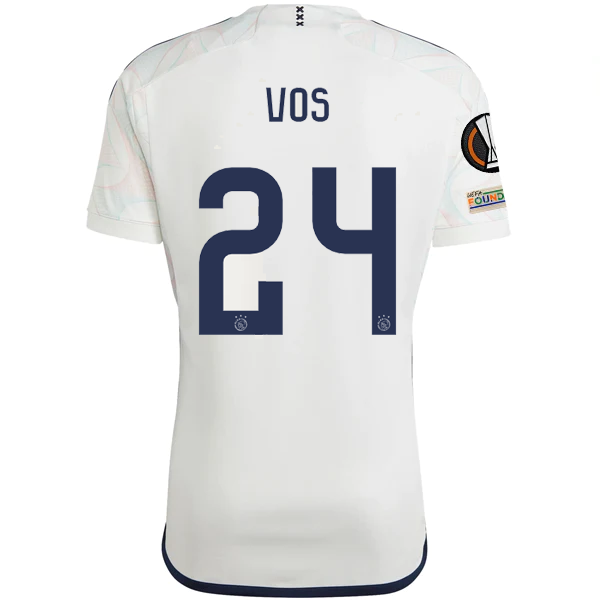 Image of قميص أديداس أياكس سيلفانو فوس الاحتياطي مع شارة الدوري الأوروبي 23/24 (اللون الأبيض الأساسي)