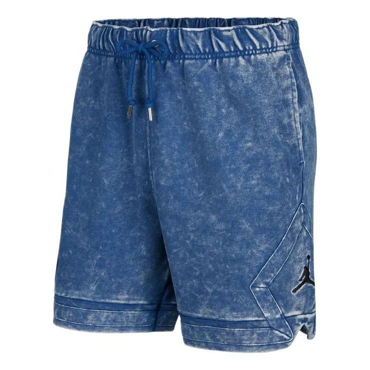 Men's Air Jordan Solid Color Washed Drawstring Knit Shorts France Blue DR3093-49