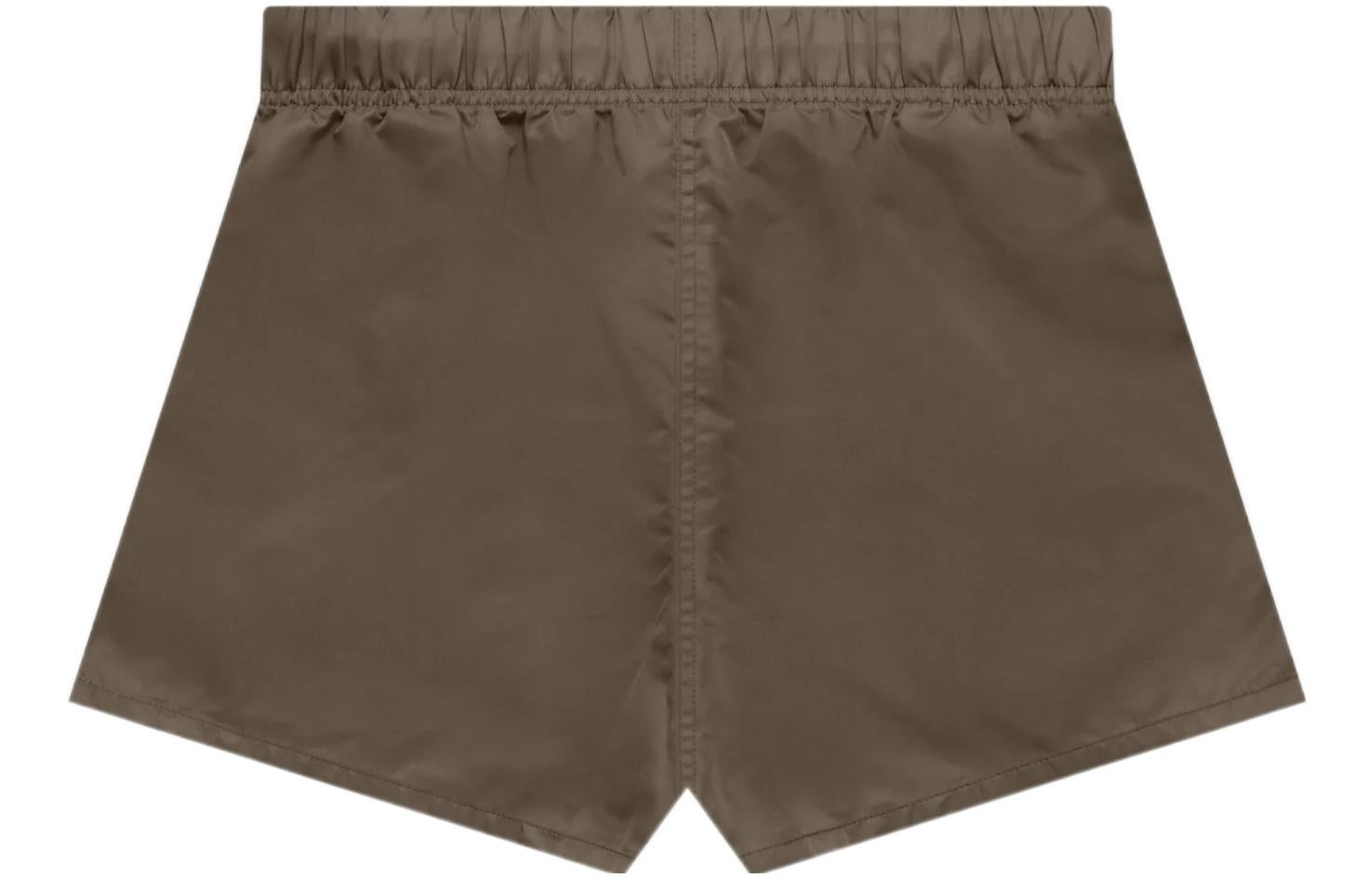 Image of Fear of God Essentials FW22 Nylon Running Shorts Wood FOG-FW22-176