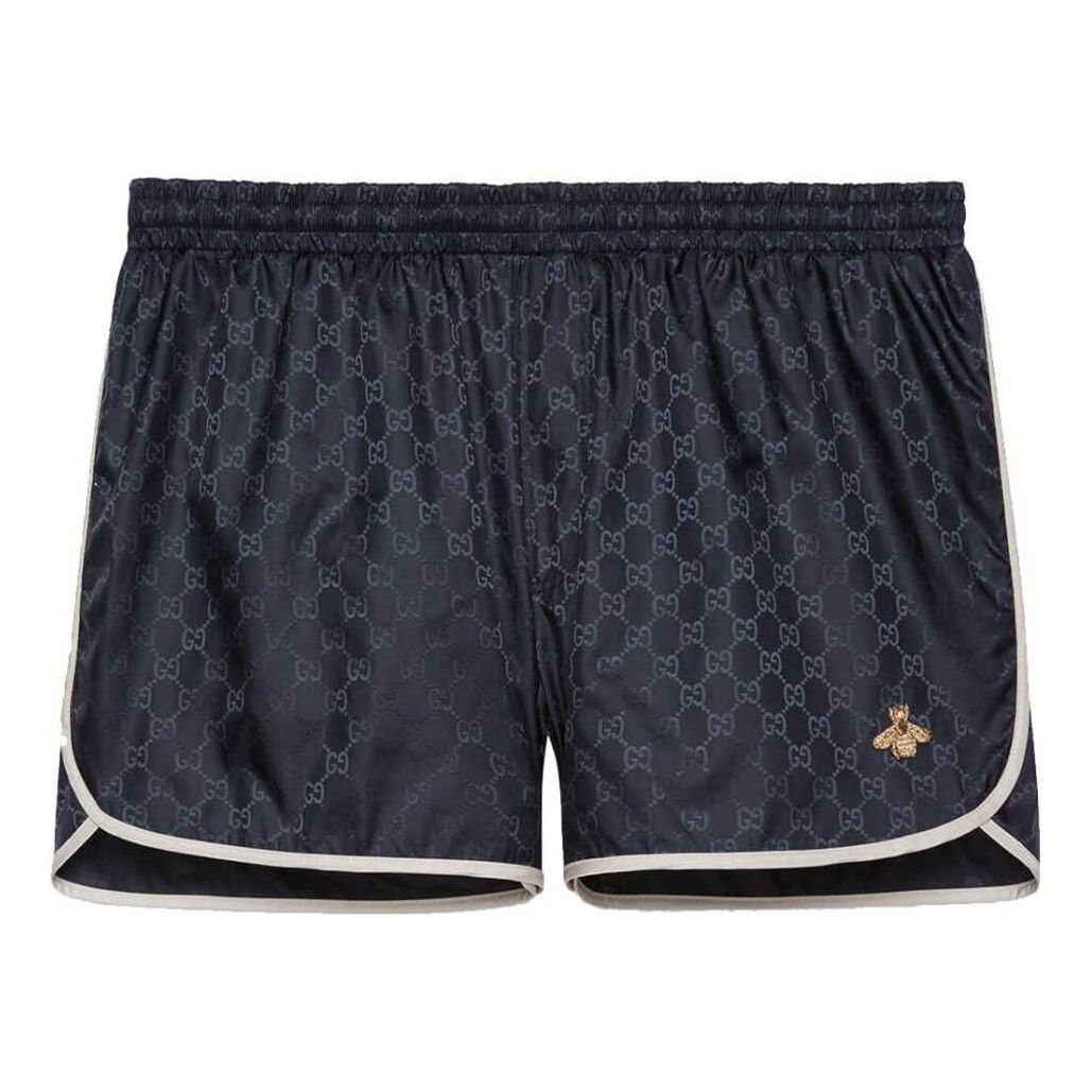 GUCCI SS22 GG Nylon Swim Shorts With Bee 'Navy' 410571-XR898-4824