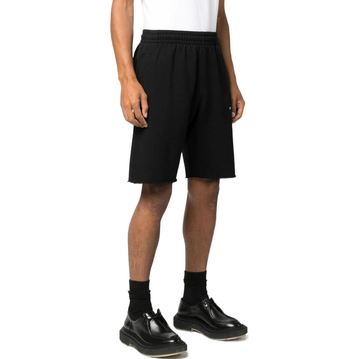 Image of Men's OFF-WHITE SS22 Alphabet Logo Printing Straight Shorts Loose Fit Black OMCI