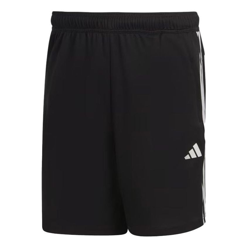 Image of adidas TRAIN ESSENTIALS PIQU 3-STRIPES TRAINING SHORTS 'Black White' IB8111