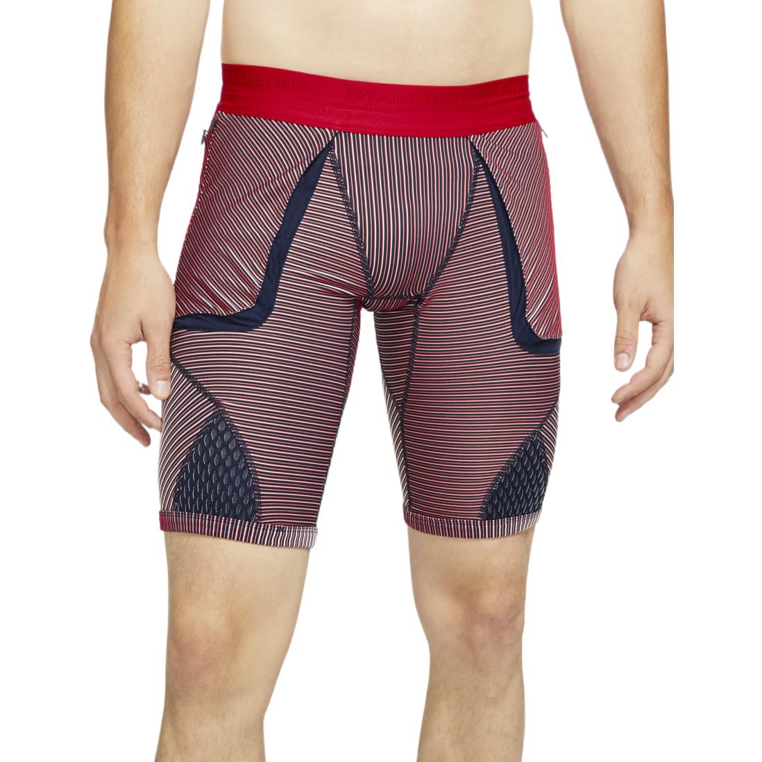Image of Men's Nike x Gyakusou Crossover Utility Elastic Stripe Sports Tight Shorts Red C