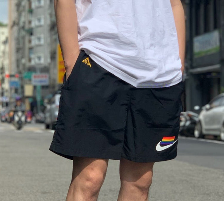 Image of Men's Nike Betrue Rainbow Logo Black Shorts CZ9137-010