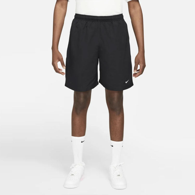 Image of Nike Swoosh Logo Embroidered Solid Color Loose Shorts Black DM4400-010