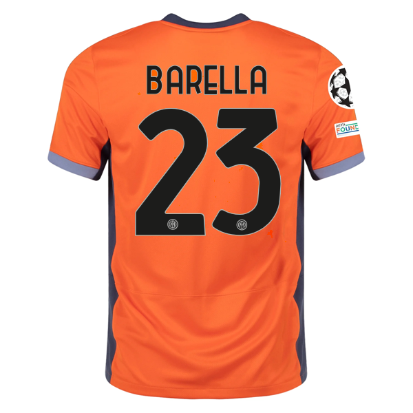 Nike Inter Milan Nicolo Barella Third Jersey w/ Champions League Patches 23/24 (