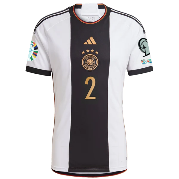 Image of قميص أديداس ألمانيا ماريو أنطونيو روديجر الأساسي مع شارات تصفيات بطولة أوروبا 22/2