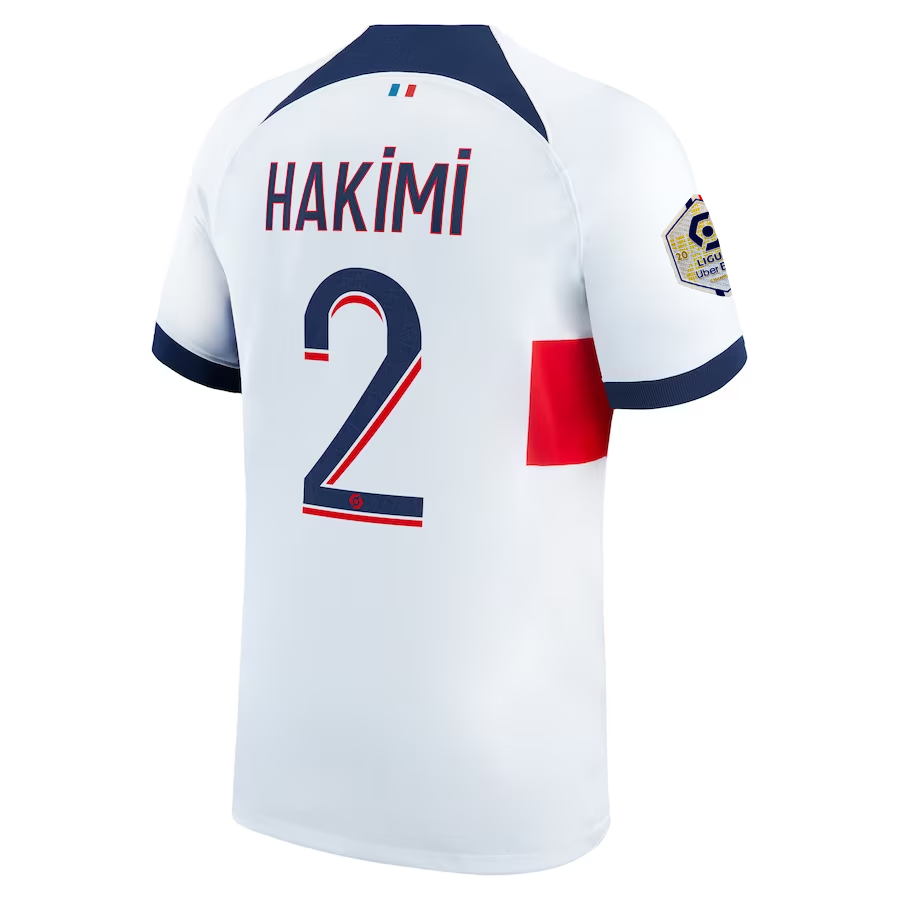 Nike Paris Saint-Germain Achraf Hakimi Away Jersey w/ Ligue 1 Patch 23/24 (White