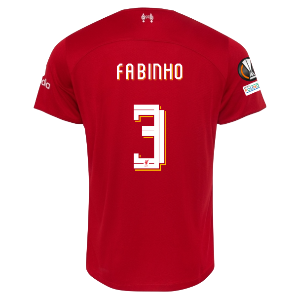 Image of Nike Liverpool Fabinho Home Jersey w/ Europa League Patches 23/24 (Red/White)