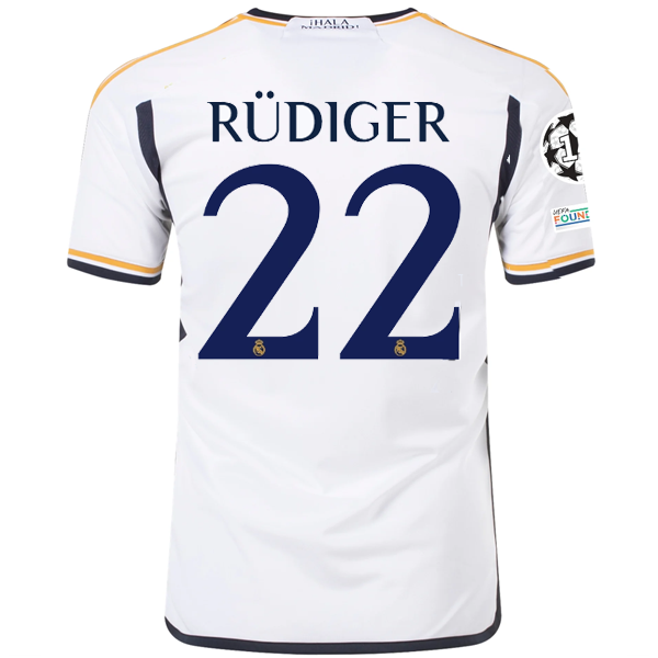 Image of adidas Real Madrid Antonio Rudiger Home Jersey w/ Champions League + Club World