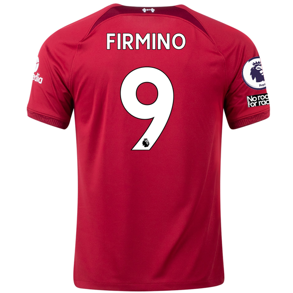 Nike Liverpool Roberto Firmino Home Jersey w/ EPL + No Room For Racism Patches 2