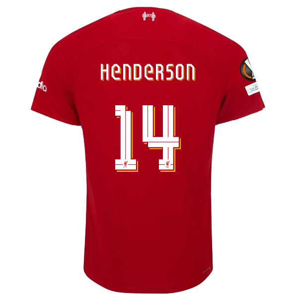 Image of Nike Liverpool Authentic Jordan Henderson Vaporknit Match Home Jersey w/ Europa