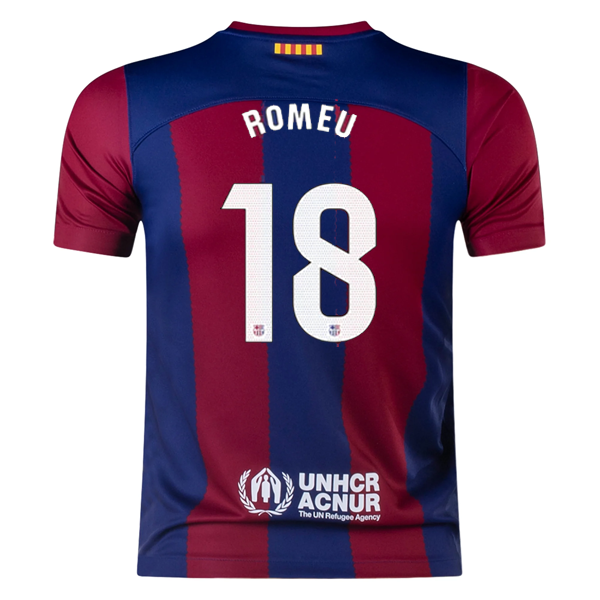Nike Youth Barcelona Romeu Home Jersey 23/24 (Deep royal Blue/Noble Red)