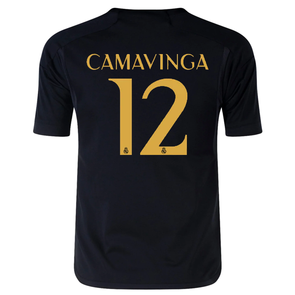 Image of adidas Youth Real Madrid Camavinga Third Jersey 23/24 (Black)