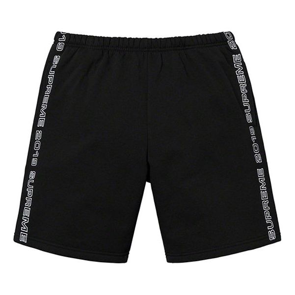 Supreme SS19 Topline Sweatshort Side Embroidered Logo Shorts Unisex Black SUP-SS