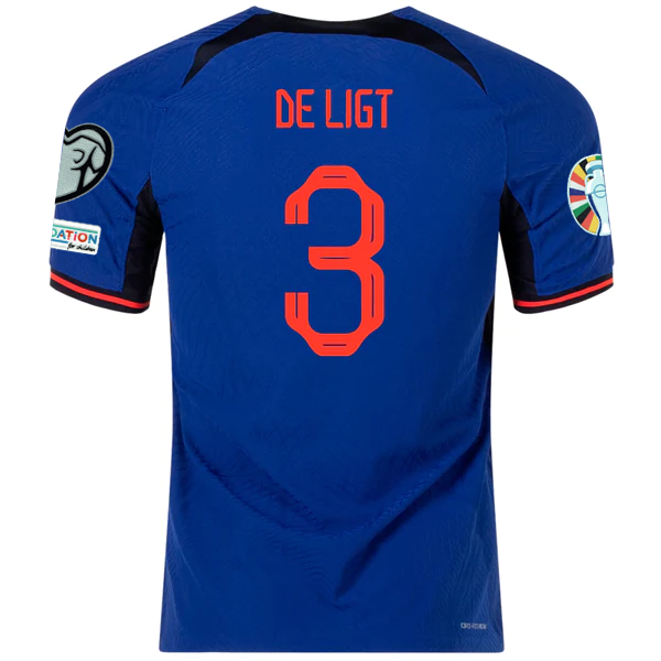 Image of Nike Netherlands De Ligt Match Authentic Away Jersey w/ Euro Qualifying Patches