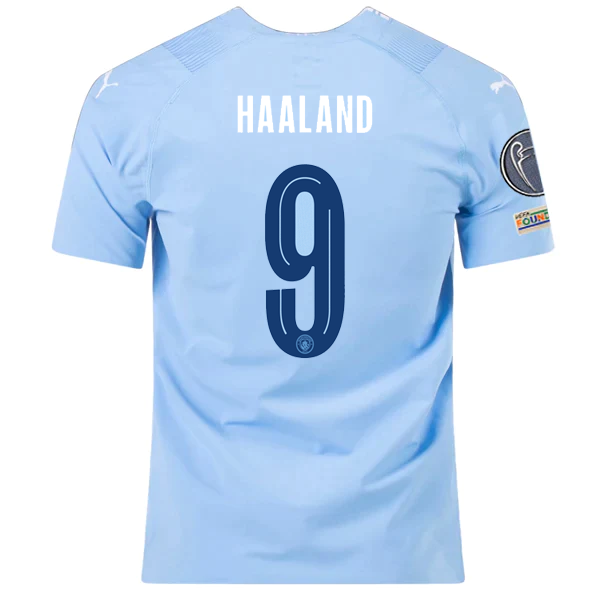 Puma Manchester City Authentic Erling Haaland Home Jersey w/ Champions League Pa