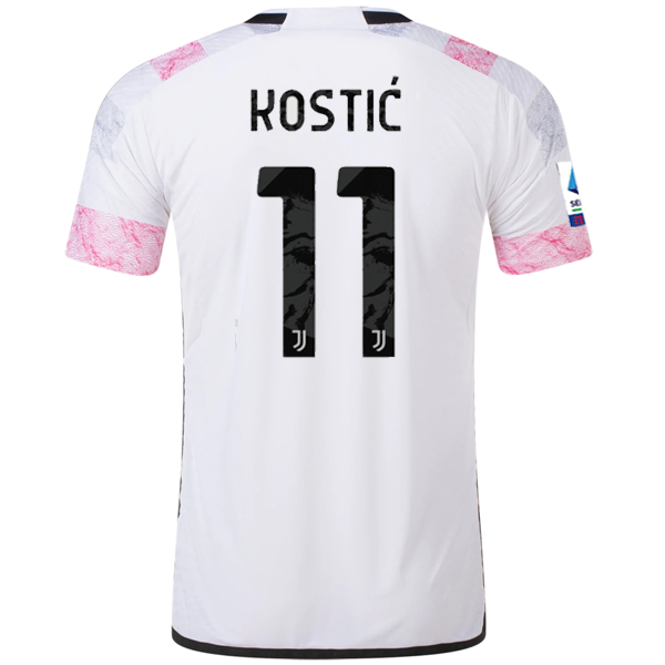 Image of adidas Juventus Authentic Kostic Away Jersey w/ Serie A Patch 23/24 (White)