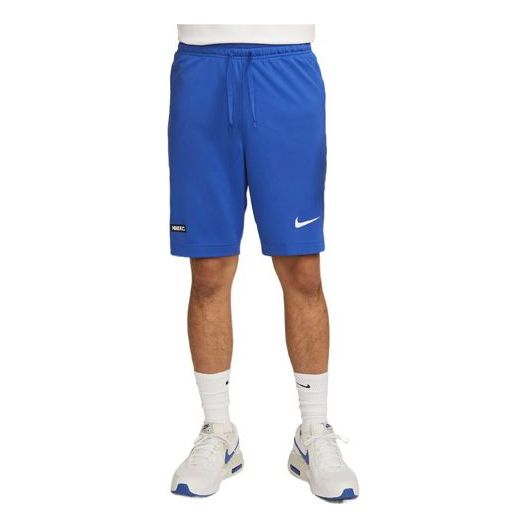 Image of Nike Dri-FIT FC Libero Solid Color Logo Straight Sports Shorts Blue DH9664-480