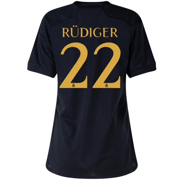 adidas Womens Real Madrid Antonio Rudiger Third Jersey 23/24 (Black)