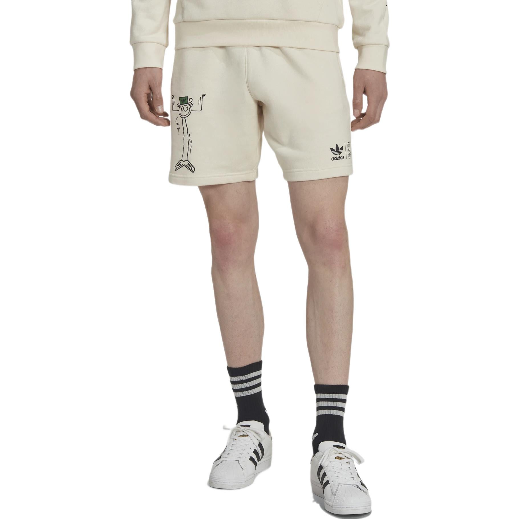 Men's adidas originals Cartoon Graffiti Logo Printing Straight Casual Shorts Cre
