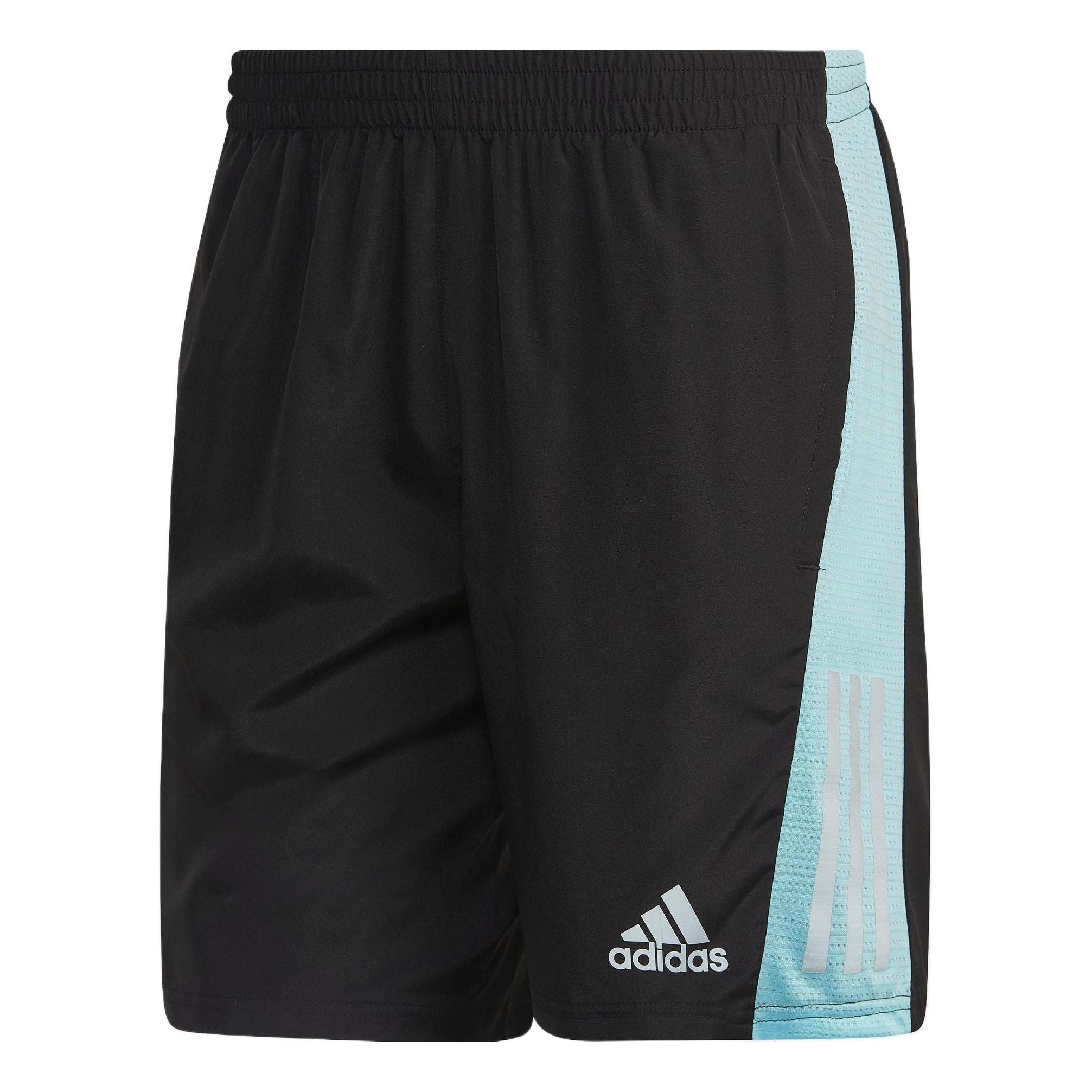 Image of Men's adidas Reflective Strip Mid Waist Elastic Waistband Straight Shorts Black