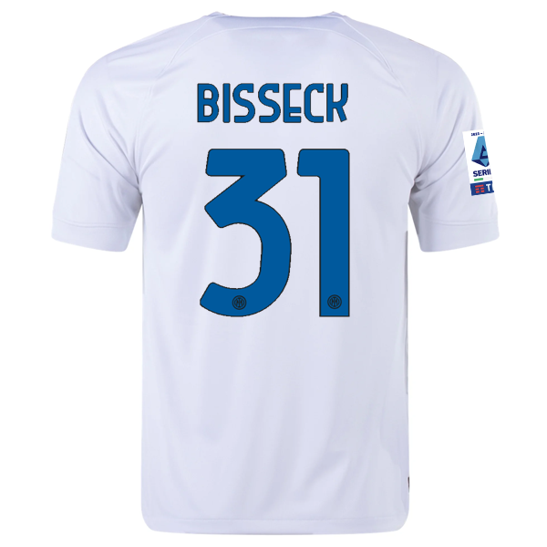 Image of Nike Inter Milan Yann Aurel Bisseck Away Jersey w/ Series A + Copa Italia Patche