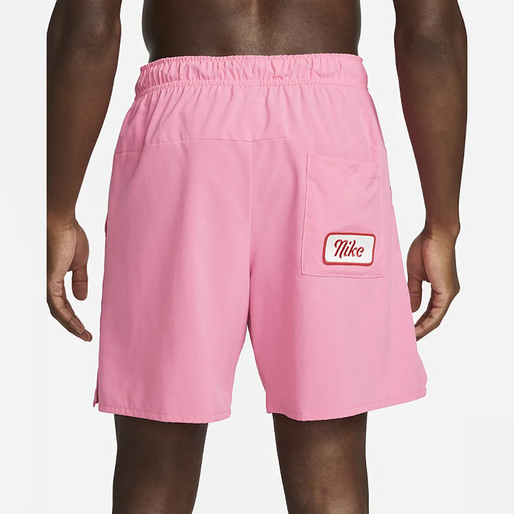 Image of Nike Solid Color Drawstring Lacing Mid Waist Straight Shorts Men's Pink DX1540-6