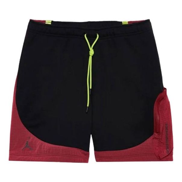 Image of Men's Air Jordan Contrasting Colors Drawstring Lacing Straight Shorts Black DJ02