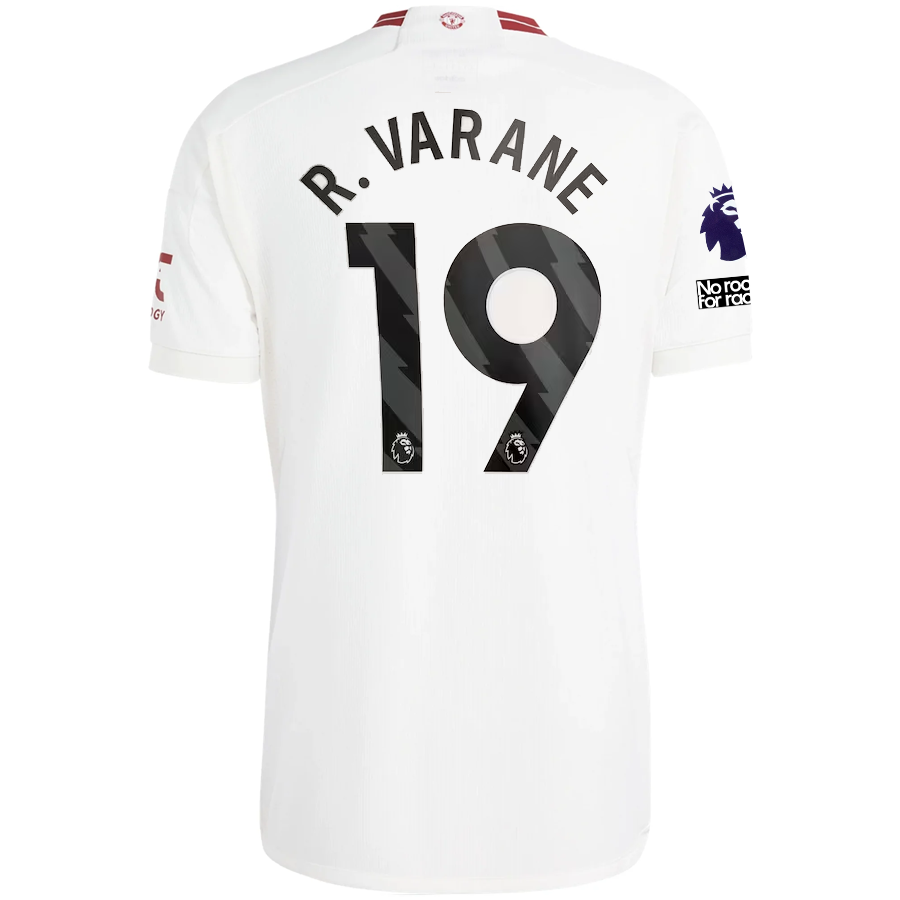 Image of adidas Manchester United Raphael Varane Third Jersey w/ EPL + No Room For Racism