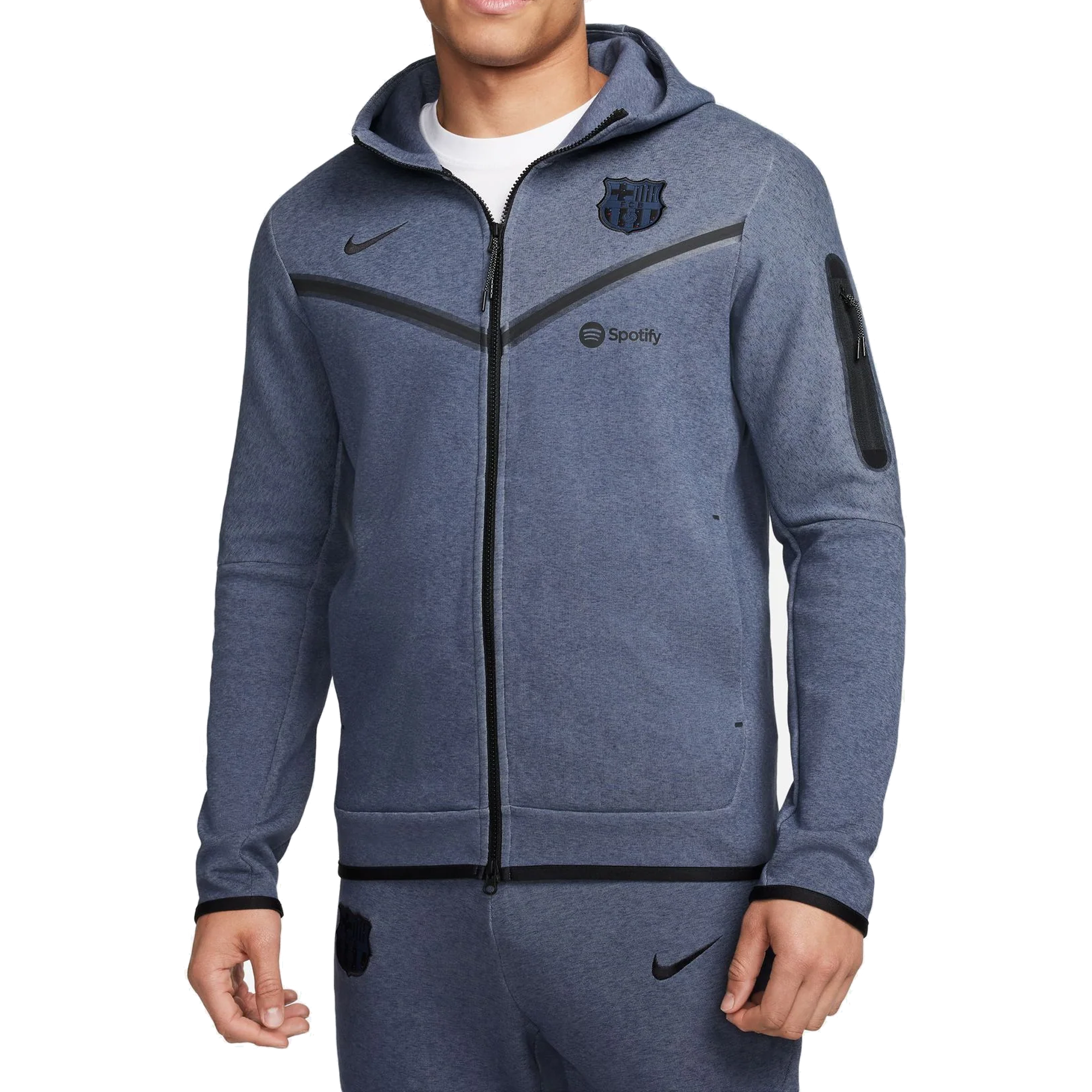 Image of Nike Barcelona Tech Fleece Hoodie 23/24 (Thunder Blue/Black)