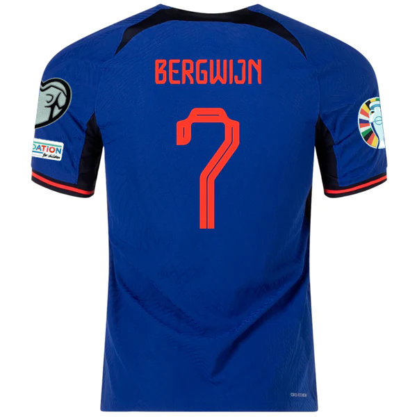 Image of Nike Netherlands Steven Bergwijn Match Authentic Away Jersey w/ Euro Qualifying