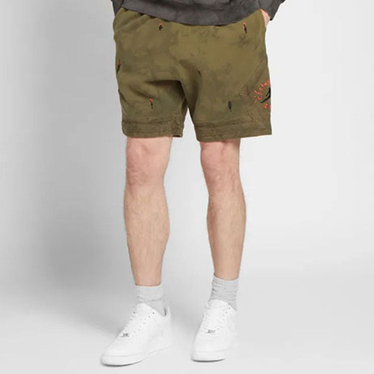 Image of Air Jordan x Cactus Jack by Travis Scott Washed Suede Shorts 'Medium Olive' CN34