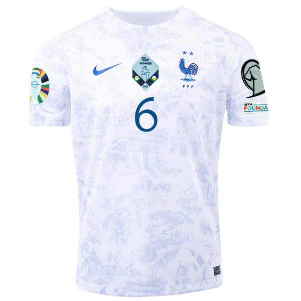 Nike France Paul Pogba Away Jersey w/ Nations League Champion Patch + Euro Quali