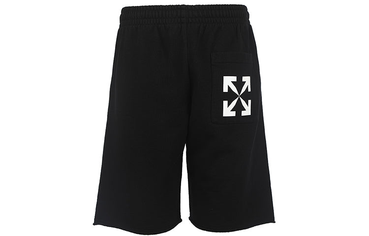 Image of Men's OFF-WHITE SS22 Side Logo Arrow Printing Shorts Loose Fit Black OMCI012C99F