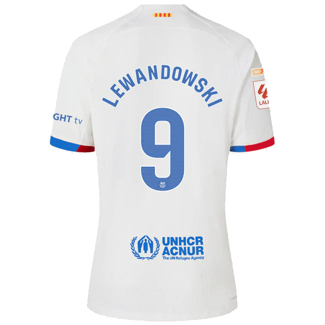 Image of Nike Barcelona Lewandowski Authentic Match Away Jersey 23/24 w/ LaLiga Patches (