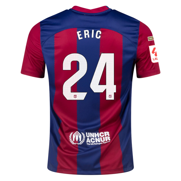 Image of Nike Barcelona Eric García Home Jersey 23/24 w/ La Liga Champions Patches (Noble