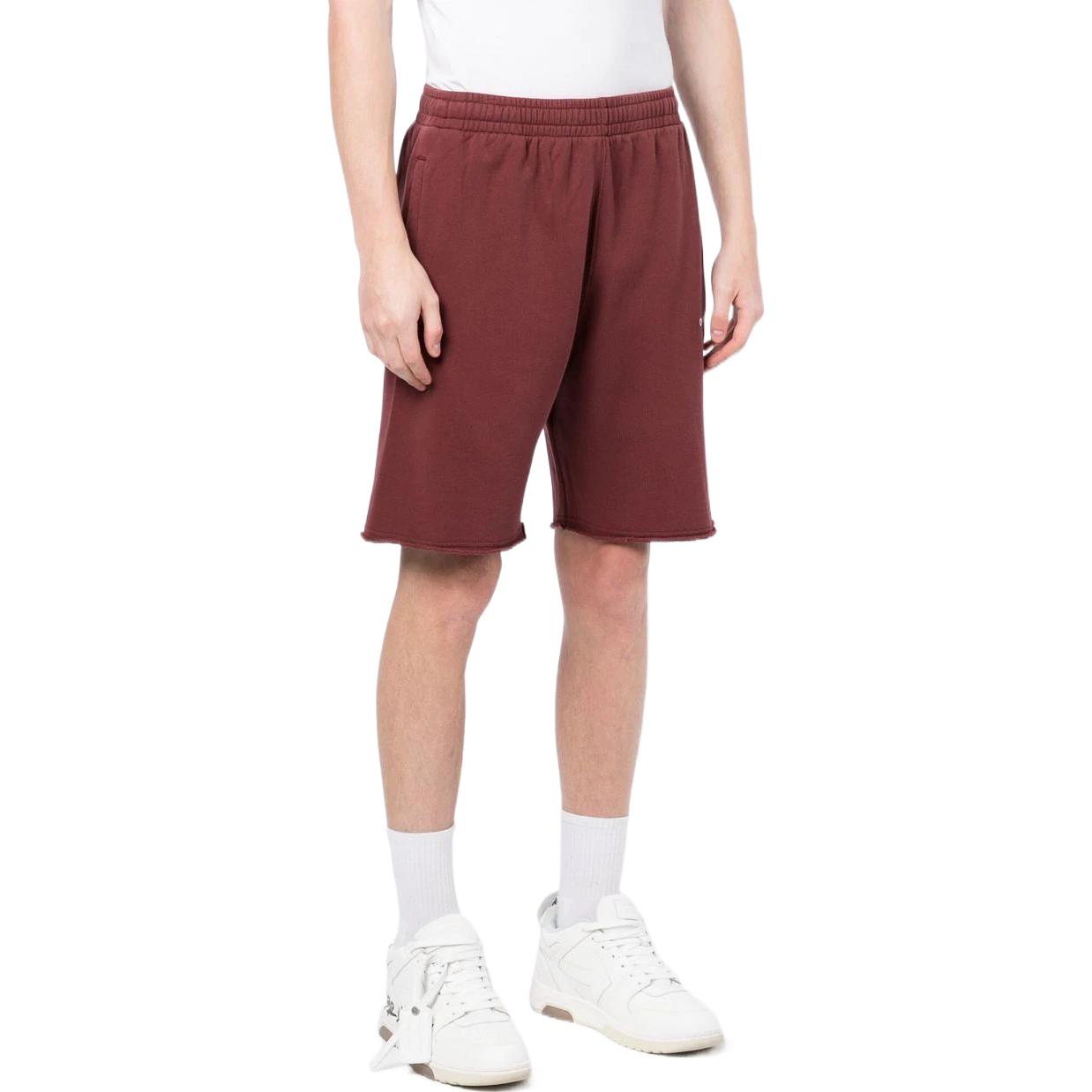 Men's OFF-WHITE FW22 Stripe Logo Printing Sports Shorts Version Red OMCI006F22FL