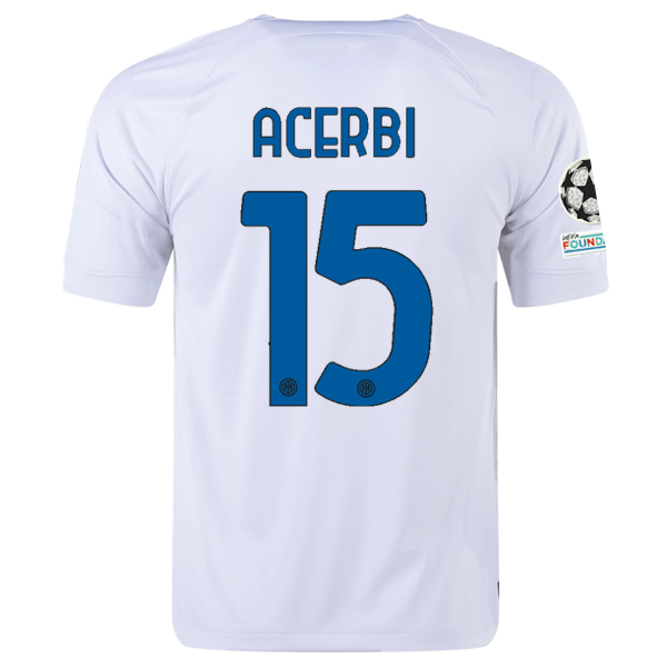 Image of Nike Inter Milan Francesco Acerbi Away Jersey w/ Champions League + Copa Italia