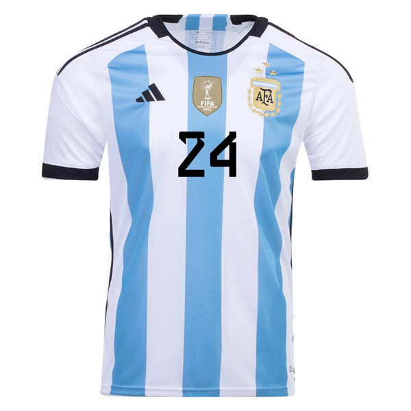 adidas Argentina Enzo Fernandez Three Star Home Jersey w/ World Cup Champion Pat