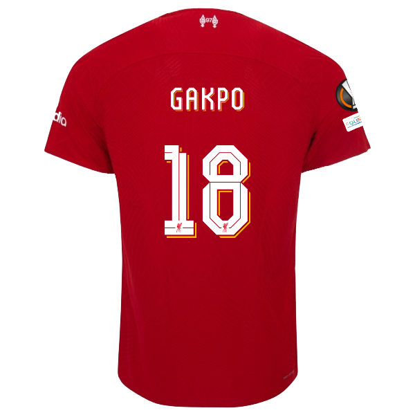 Nike Liverpool Authentic Cody Gakpo Vaporknit Match Home Jersey w/ Europa League
