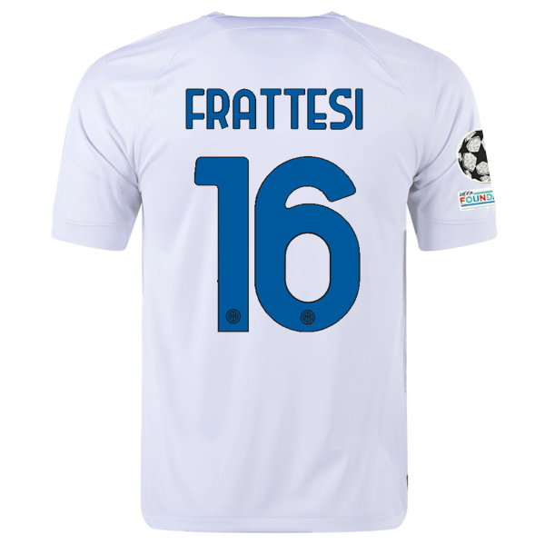 Image of Nike Inter Milan Davide Frattesi Away Jersey w/ Champions League + Copa Italia P