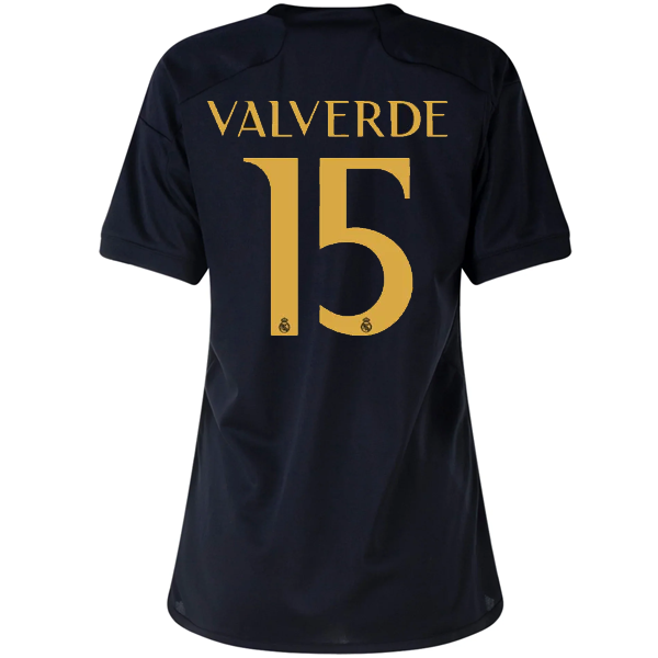 adidas Womens Real Madrid Federico Valverde Third Jersey 23/24 (Black)