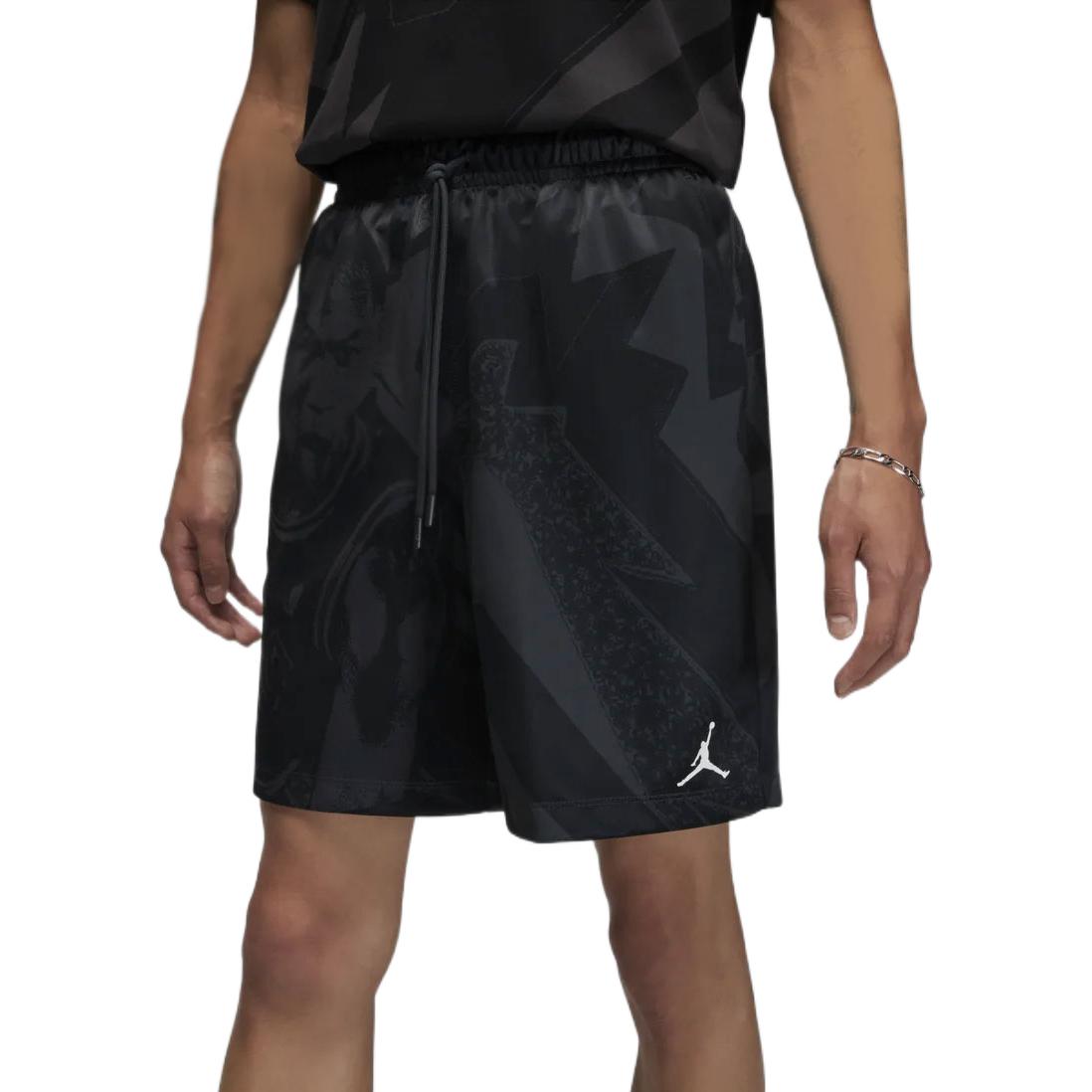 Image of Air Jordan Drawstring Lacing Elastic Waistband Casual Straight Shorts Men's Blac
