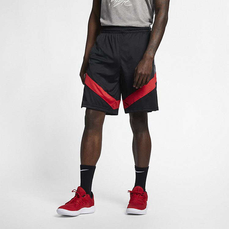 Image of Nike Courtlines Pinted Basketball Shorts 'Black Red' AJ3906-010
