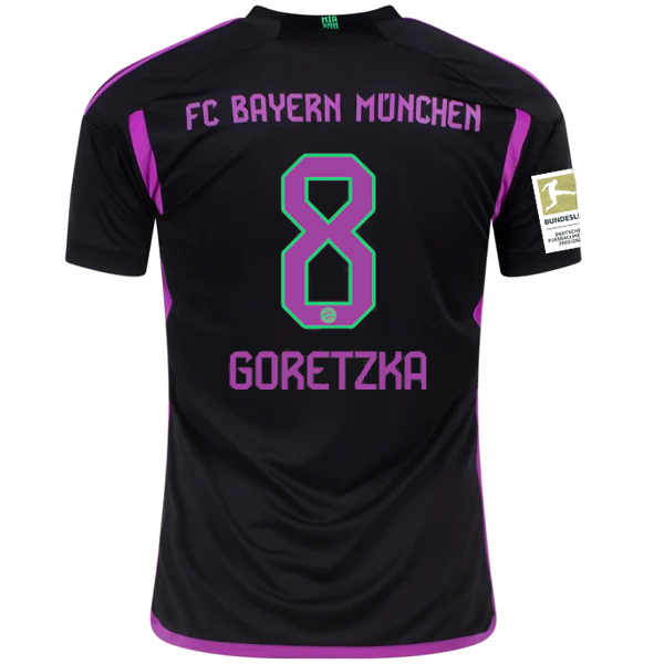Image of adidas Bayern Munich Leon Goretzka Away Jersey w/ Bundesliga Champions Patch 23/