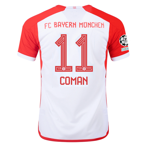 Image of adidas Bayern Munich Kingsley Coman Home Jersey 23/24 w/ Champions League Patche