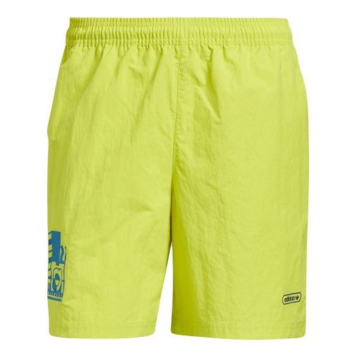 Image of adidas originals Emb Woven Short Embroidered Casual Sports Shorts Yellow Green G